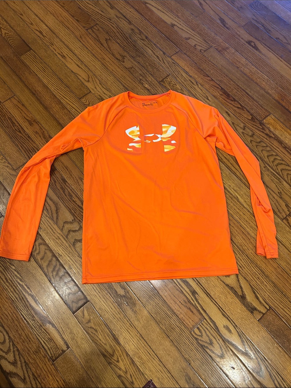 Under Armour Bright Orange Long-Sleeve Performance Top with Logo
